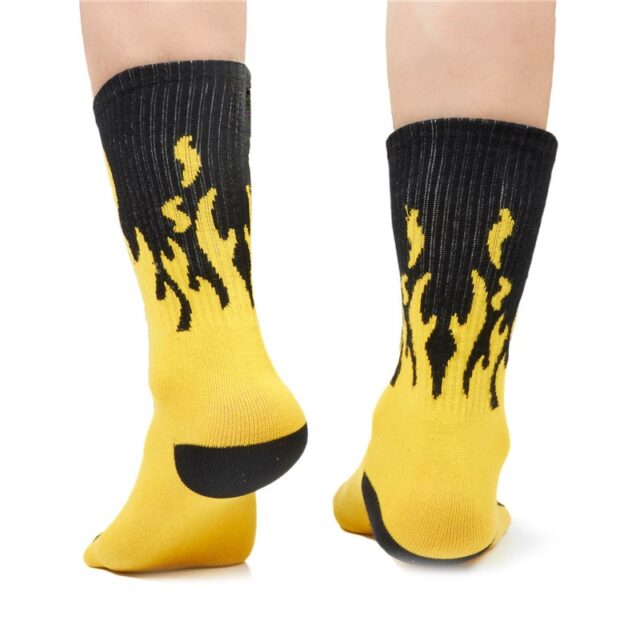Black x Yellow 'FUCK' Flame Socks