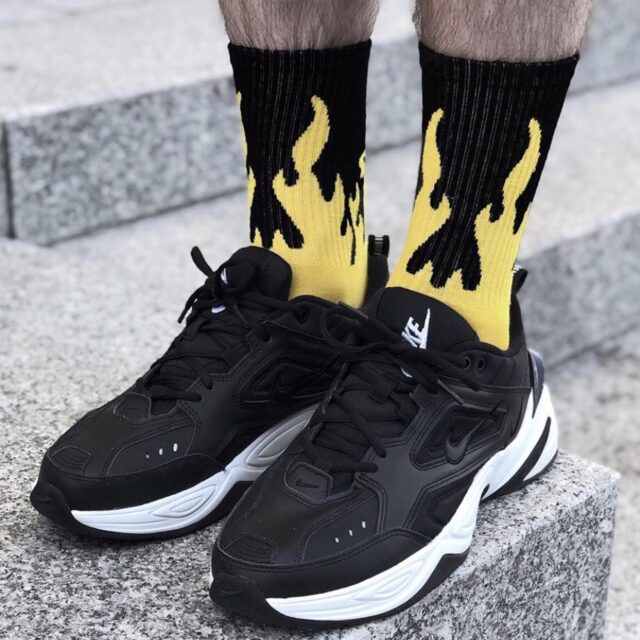 Black x Yellow 'FUCK' Flame Socks