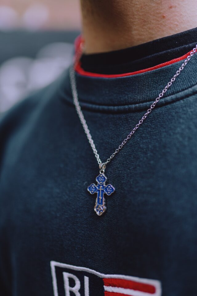 Silver Plated Russian Cross Pendant Necklace