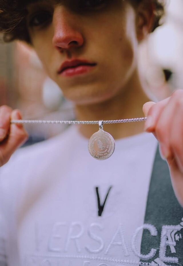 Stainless Steel Bless Up Verse Spell Out Necklace