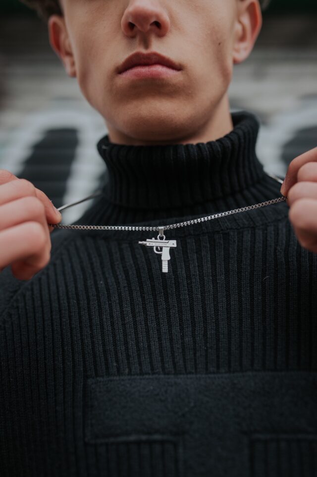 Silver Plated Uzi Gun Necklace