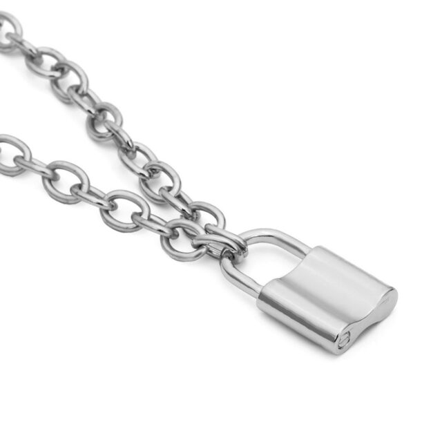 Stainless Steel Padlock Pendant Necklace