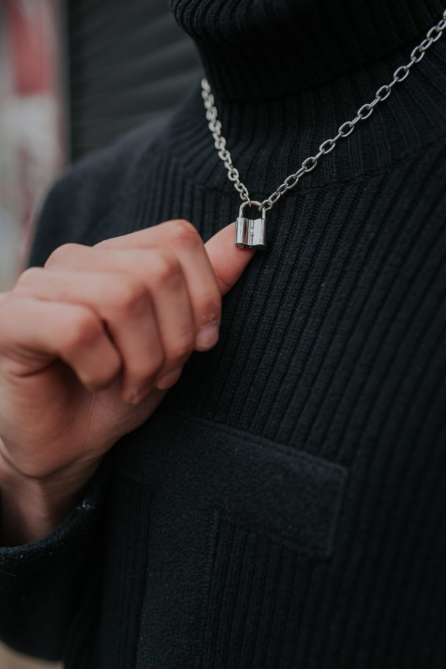 Stainless Steel Padlock Pendant Necklace