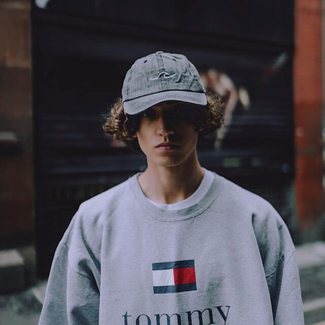 Washed Out Grey Wave Embroidered Dad Cap