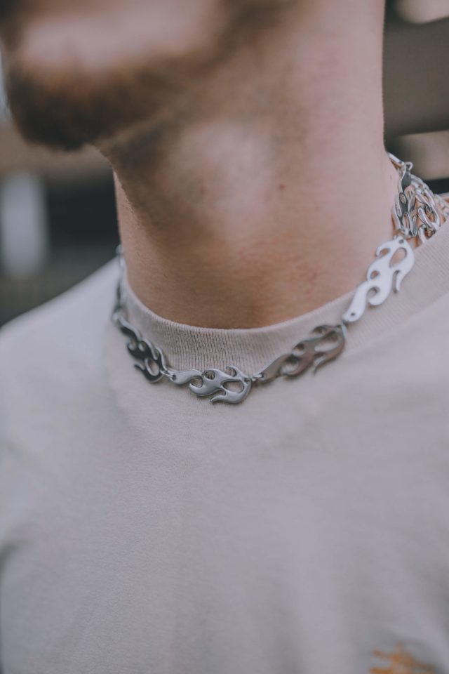 Silver Plated Flame Choker Necklace