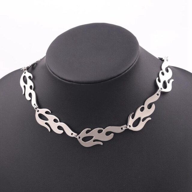 Silver Plated Flame Choker Necklace