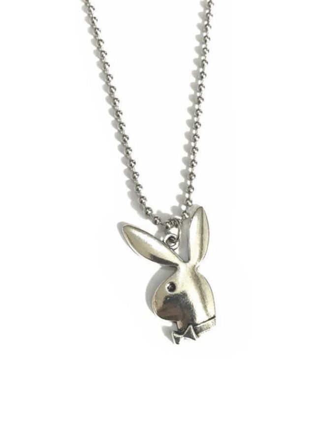 Silver Metal Y2K Playboy Necklace
