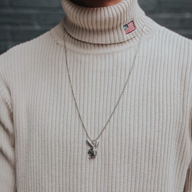Silver Metal Y2K Playboy Necklace