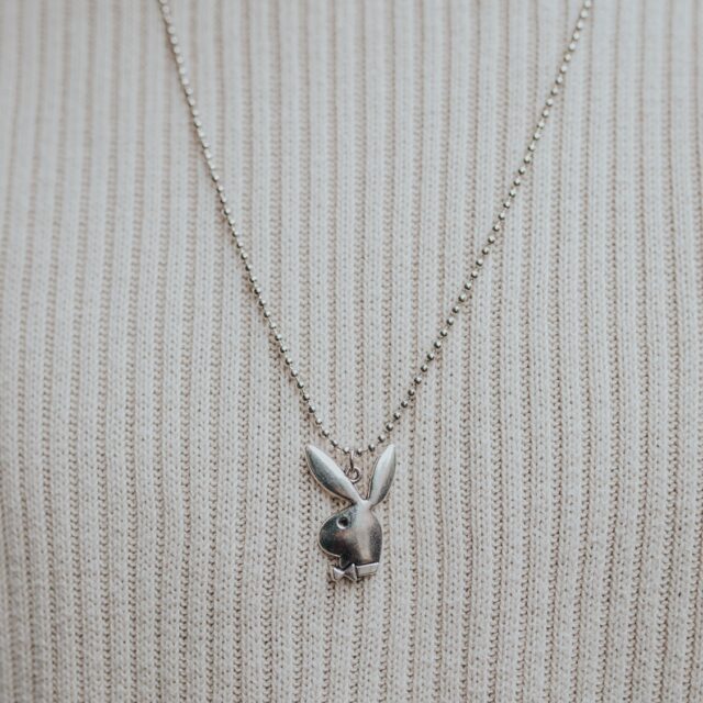 Silver Metal Y2K Playboy Necklace