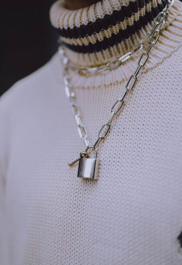 Stainless Steel Layered Padlock Pendant Necklace