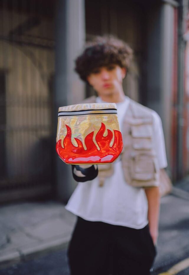 Golden Holographic Flame Bum Bag
