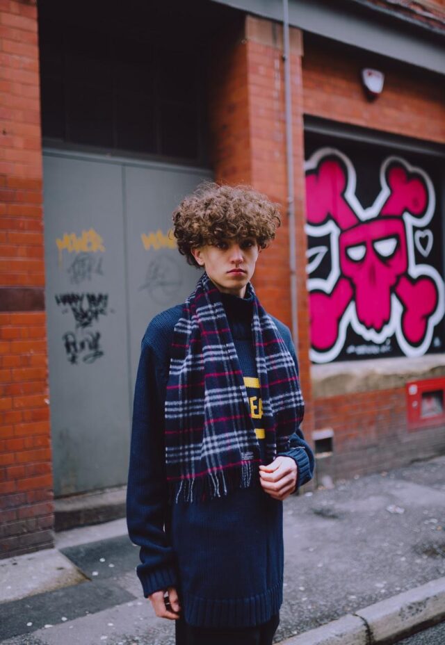 Vintage Navy Blue Nova Check Burberry Scarf