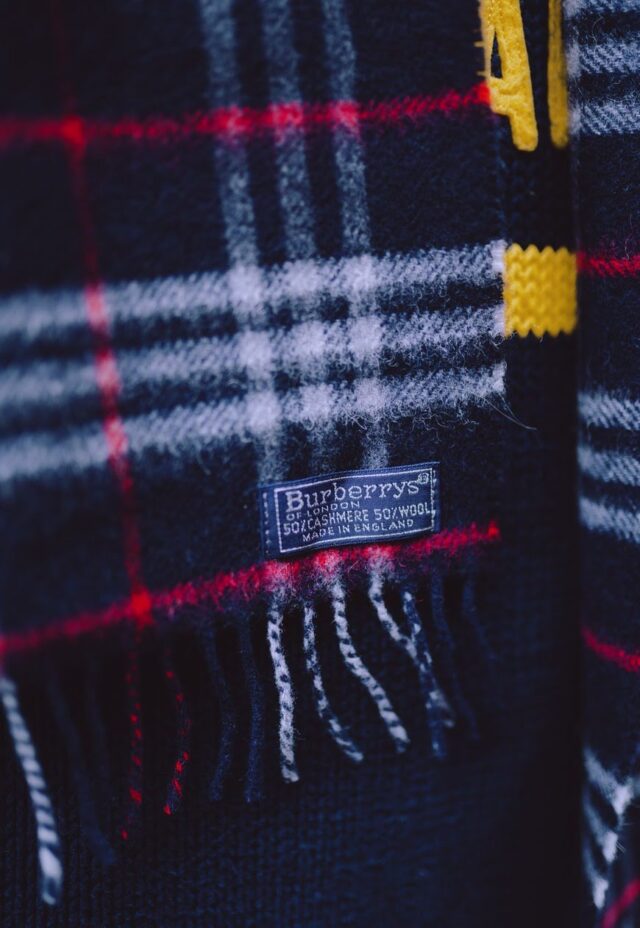 Vintage Navy Blue Nova Check Burberry Scarf