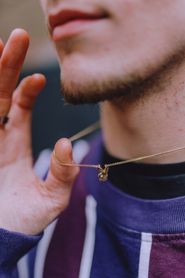 Vintage Gold Plated Mini Playboy Pendant Necklace