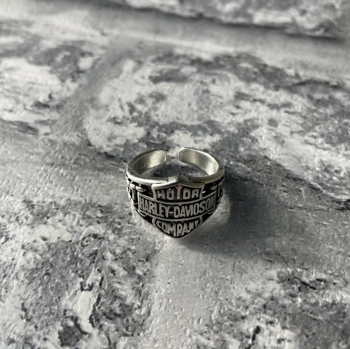 Silver Plated Harley Davidson Ring Bless Up Vintage