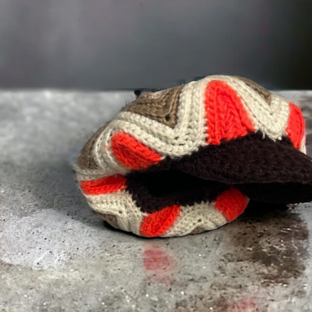 Vintage 70s Crochet Knitted Flat Cap