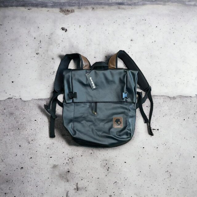Black x Brown Faux Leather SkullCandy Backpack