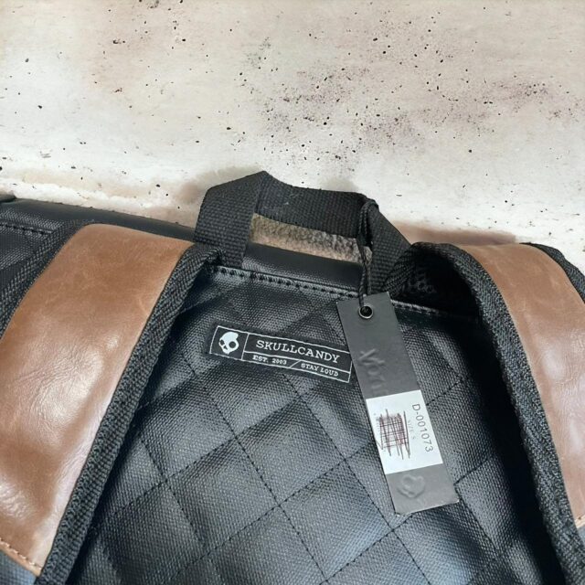 Black x Brown Faux Leather SkullCandy Backpack