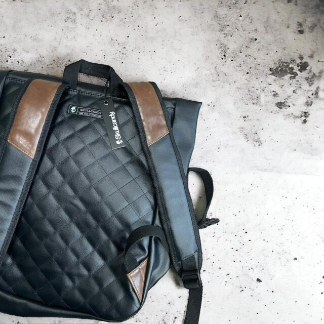 Black x Brown Faux Leather SkullCandy Backpack