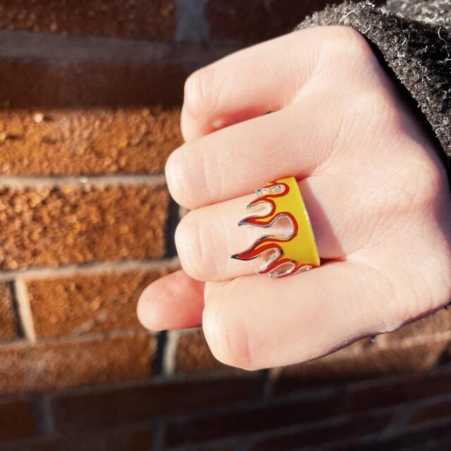 Unisex Adjustable Metal Flame Ring