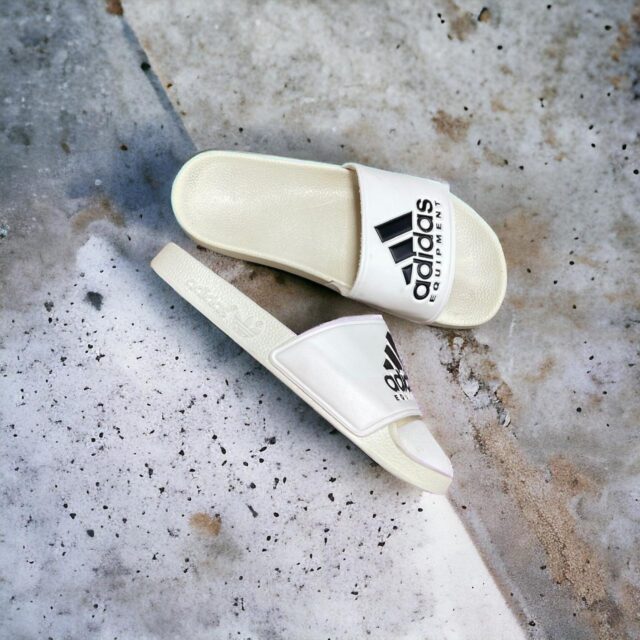 Vintage White Unisex Adidas Equipment Sliders UK 6