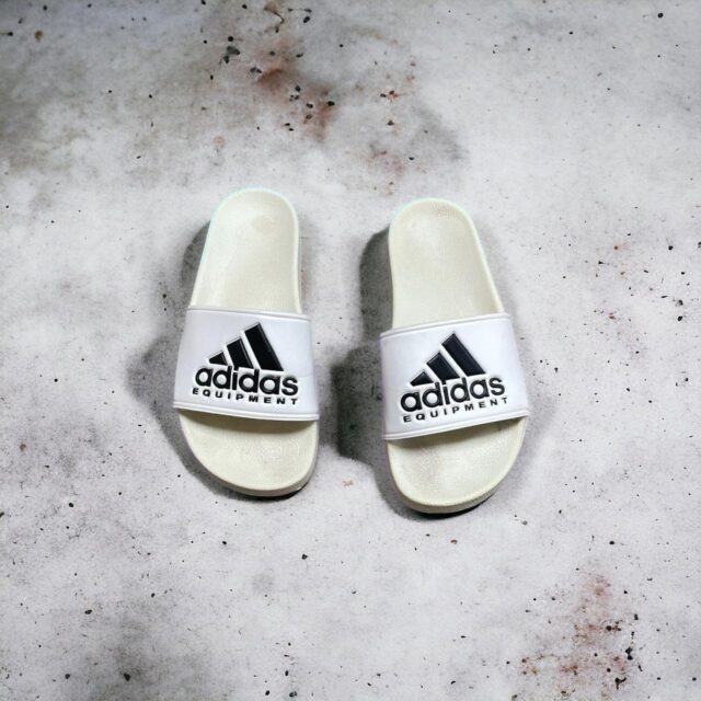 Vintage White Unisex Adidas Equipment Sliders UK 6