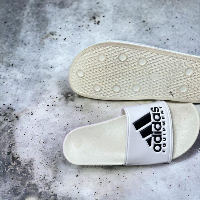 Vintage White Unisex Adidas Equipment Sliders UK 6