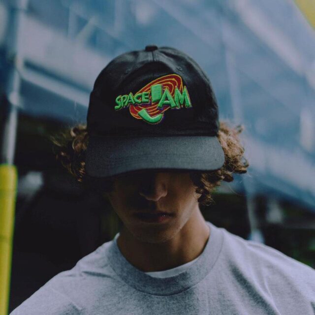 Black Space Jam Embroidered Spell Out Cap