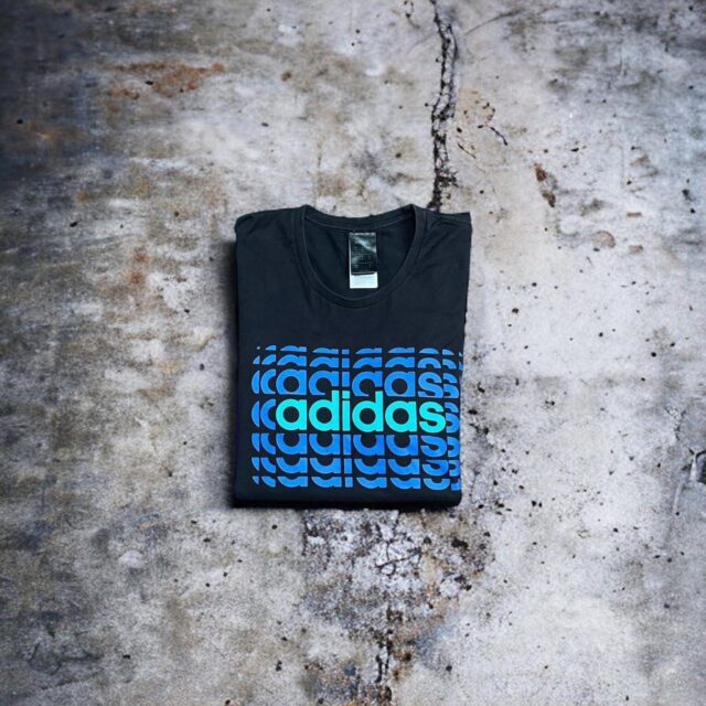 Mens Black Adidas Spell Out Tshirt - M
