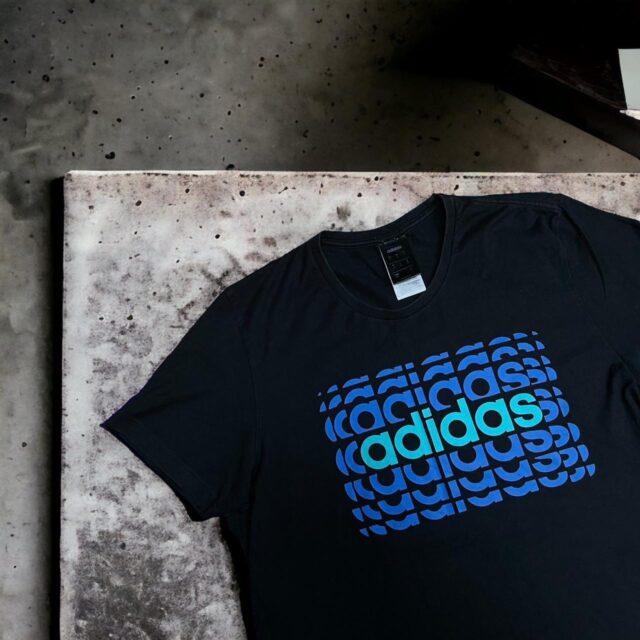 Mens Black Adidas Spell Out Tshirt - M