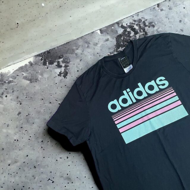 Mens Black Adidas Spell Out Tshirt - L