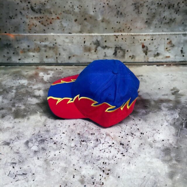 Vintage Y2K Flame Embroidered Racer Cap