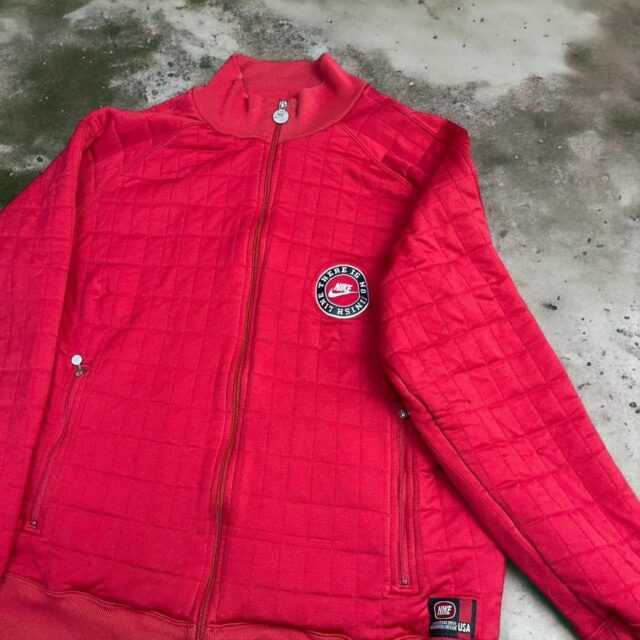 Men's Vintage Red Nike Zip Up Jacket - XL