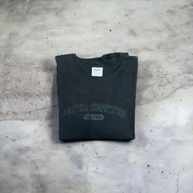 Vintage Black Nautica Spell Out Tshirt - L