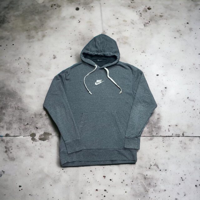 Men's Nike Embroidered Spell Out Grey Hoodie - M