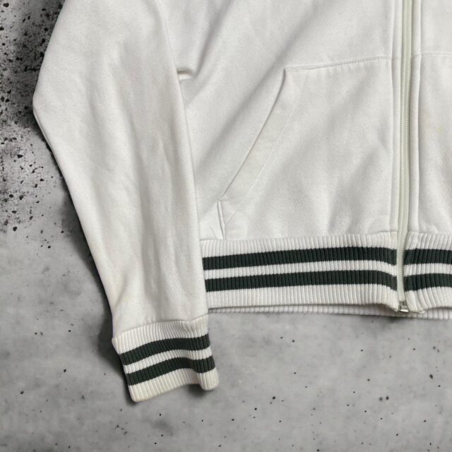 Vintage White x Navy Blue Nike Zip Up Hoodie - L