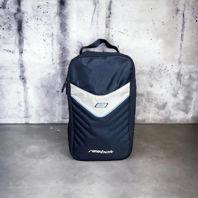 Vintage Navy Blue Reebok Spell Out Zip Up Bag