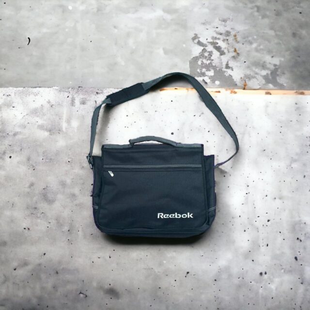 Vintage Y2K Black Reebok Embroidered Spell Out Messenger Bag