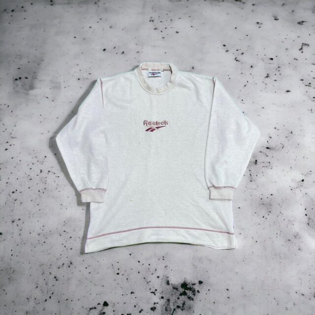 Vintage Beige Reebok Embroidered Spell Out Sweatshirt - UK 10