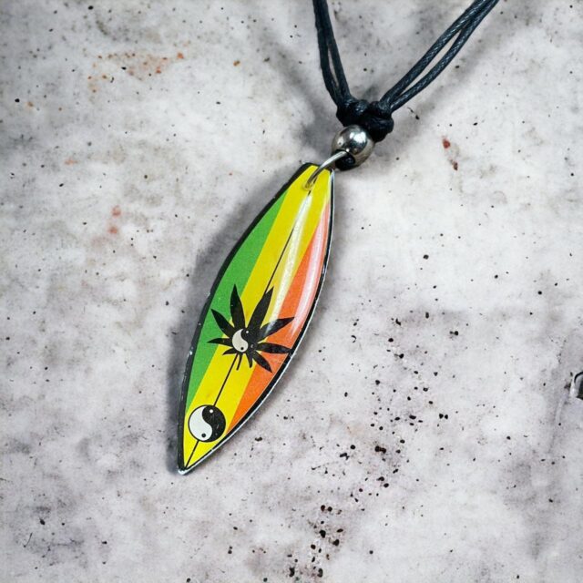Vintage Y2K Rasta Surf Pendant Necklace