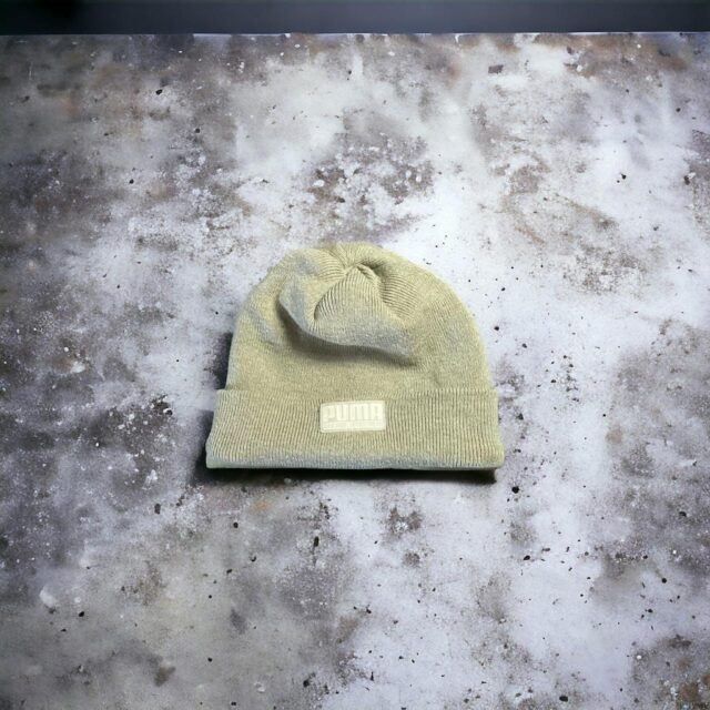 Beige Puma Spell Out Beanie Hat - O/S