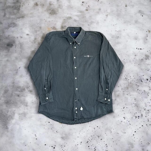 Vintage Men's Gant Long Sleeved Grey Shirt - L