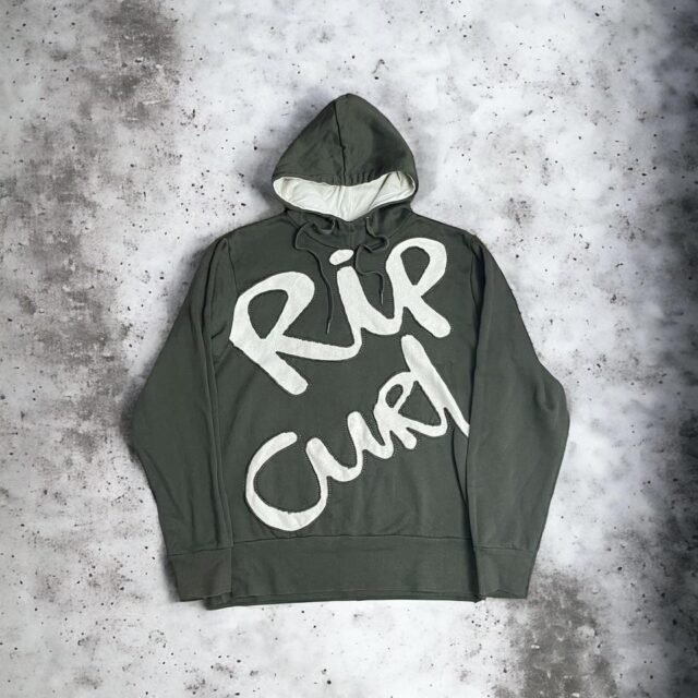 Vintage Y2K Men's Rip Curl Khaki Hoodie - L