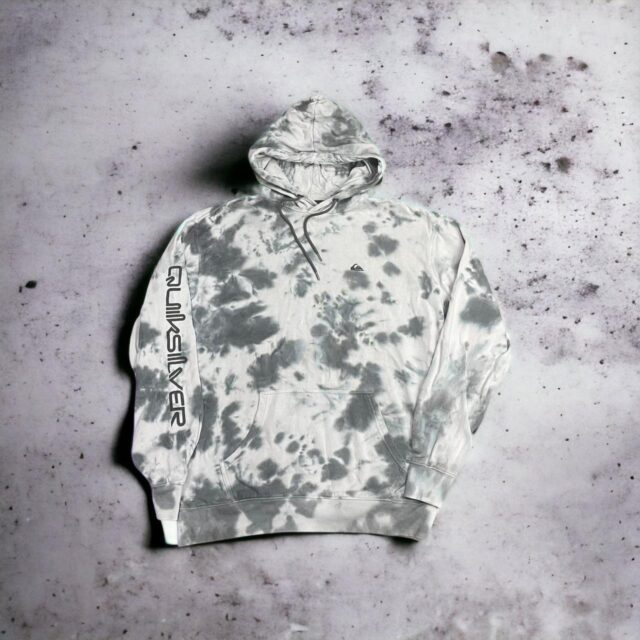 Y2K Men's Quiksilver Spell Out Tie Dye Hoodie - L