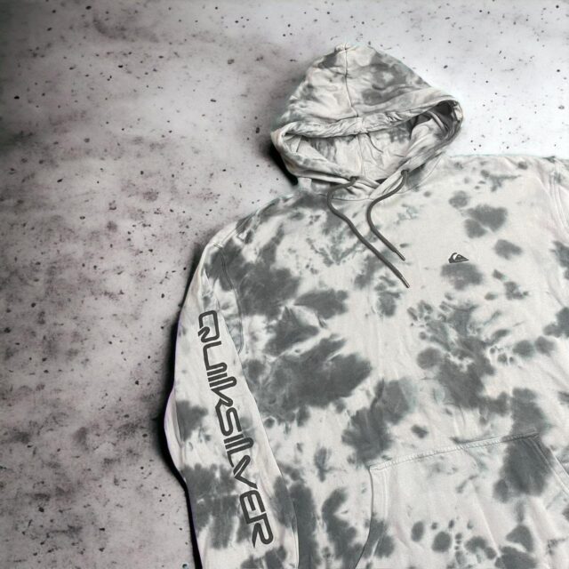 Y2K Men's Quiksilver Spell Out Tie Dye Hoodie - L