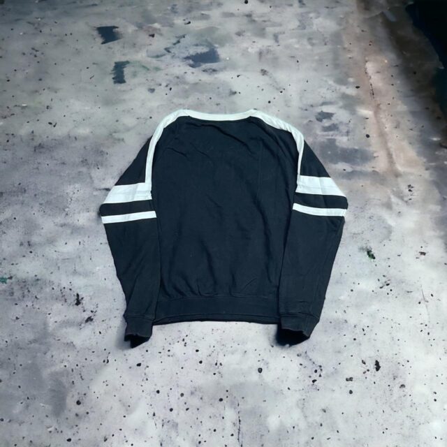 Y2K Adidas Embroidered Spell Out Black x Beige Sweatshirt - UK 12