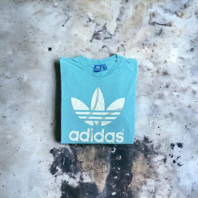 Men's Y2K Adidas Spell Out Blue Tshirt - XL