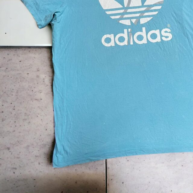 Men's Y2K Adidas Spell Out Blue Tshirt - XL