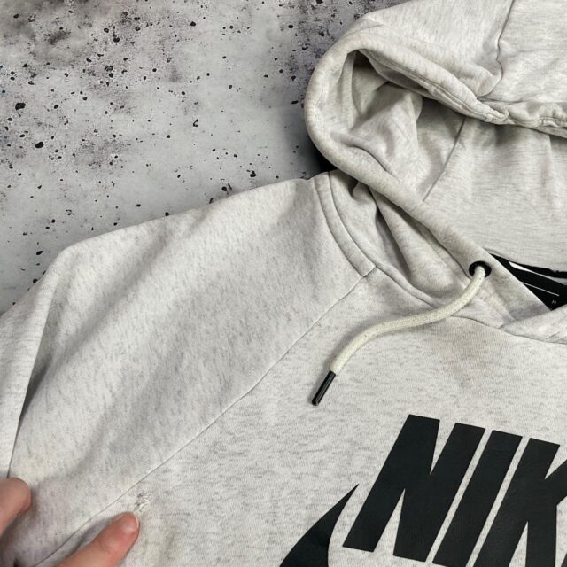 Ladies Grey Nike Spell Out Hoodie - M