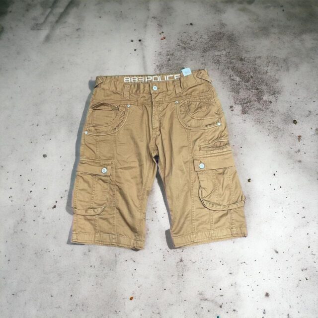 Vintage Y2K Beige Men's Police Utility Cargo Shorts - M